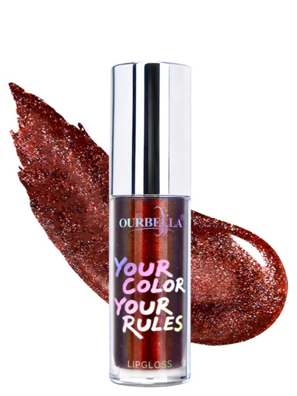 Bonfire, NIB Ourbella Holographic Shimmer Hydrating Glitter Lip Gloss